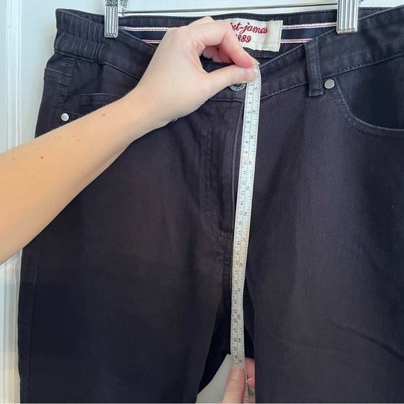 𝅺saint James Woman's Denim "1889"Jeans Size 14 Straight Leg Side Elastic Black - Picture 11 of 13